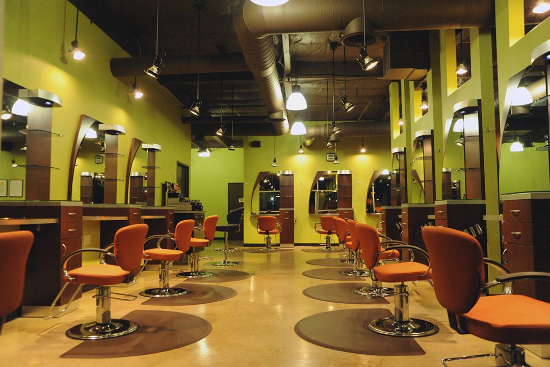 Styling stations across the Shear Illusions salon floor